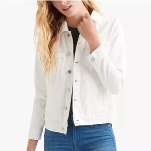 Lucky Brand The Tomboy Trucker White Jean Jacket new condition SZ med RN #80318